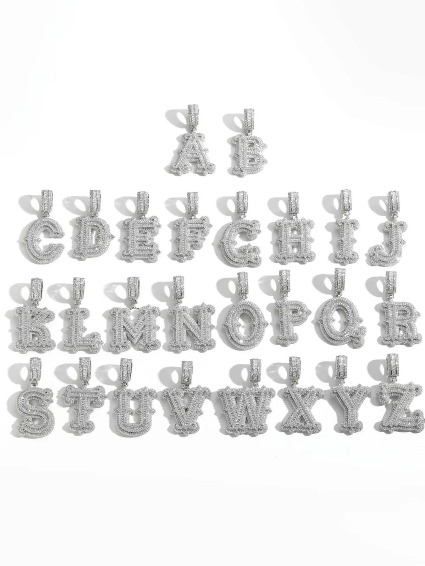 Initials Letter Pendant Necklace, Rhinestone Decor Chain Necklace, Hip Hop Jewelry for Party, Daily Decor, Trendy All-match & Exquisite Jewelry for Birthday Gift