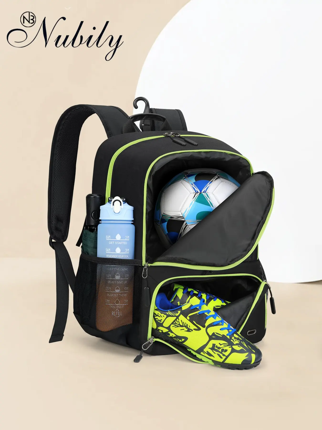 Soccer Bag Soccer Backpack with Ball Holder, Adjustable Straps, Separate Cleat Compartments, Shoe, Training Sport Equipment Bags for Volleyball Basketball Football Rugby, Durable Design