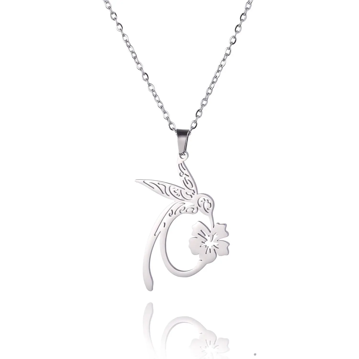 Women's Elegant Hummingbird-Cardinal Animal Pendant Necklace, Dainty Birds&Flowers Jewelry with Strong Chain-Link, Bravefree Gift for Women