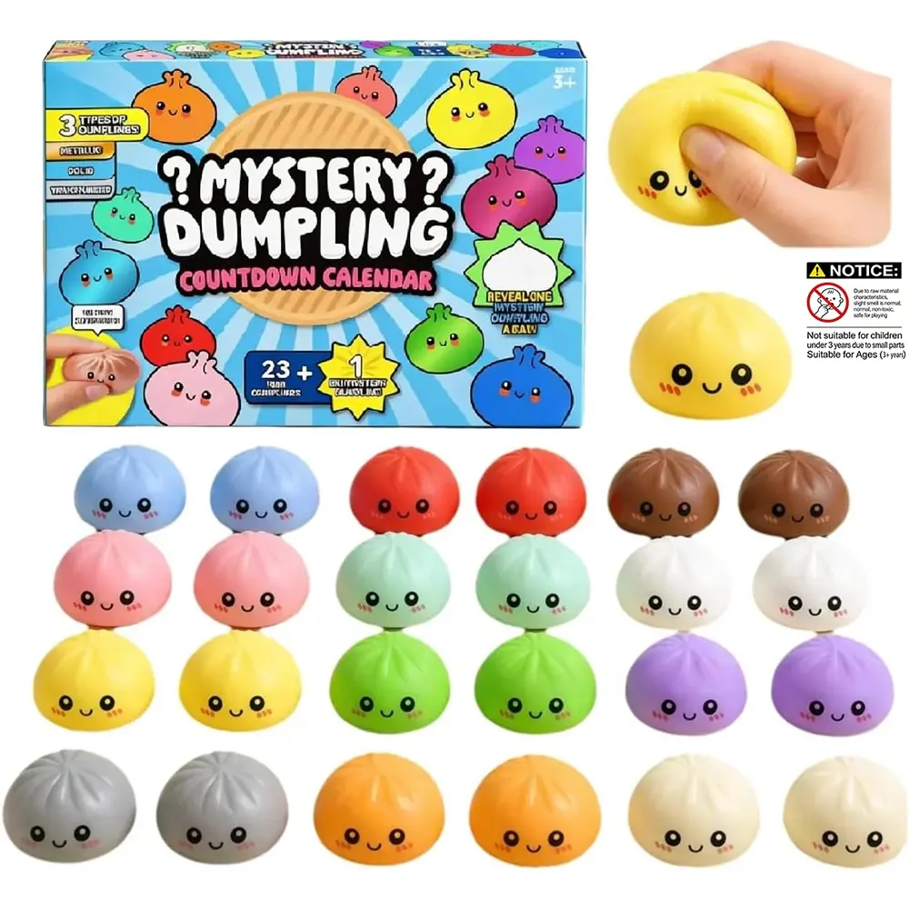 2026 Dumpling Squishy Advent Calendar 9PCS 24PCS Squishy Dumpling Mystery Advent Countdown Calendar Stress Relief Sensory Fidget Toys for Anxiety Relief Hand Relax Birthday Gifts for Kids Adults
