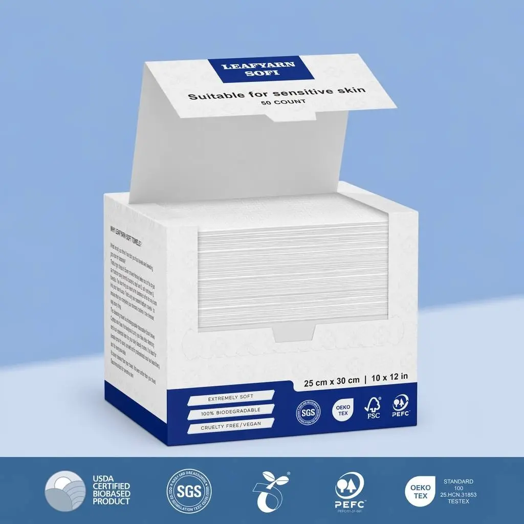 Disposable Face Towel, Single Use Towelette, 50 count/box Portable Multipurpose Wet and Dry Towel, Soft Face Towel for Home, Bathroom and Outdoor Travel, Absorbent Breathable Towel