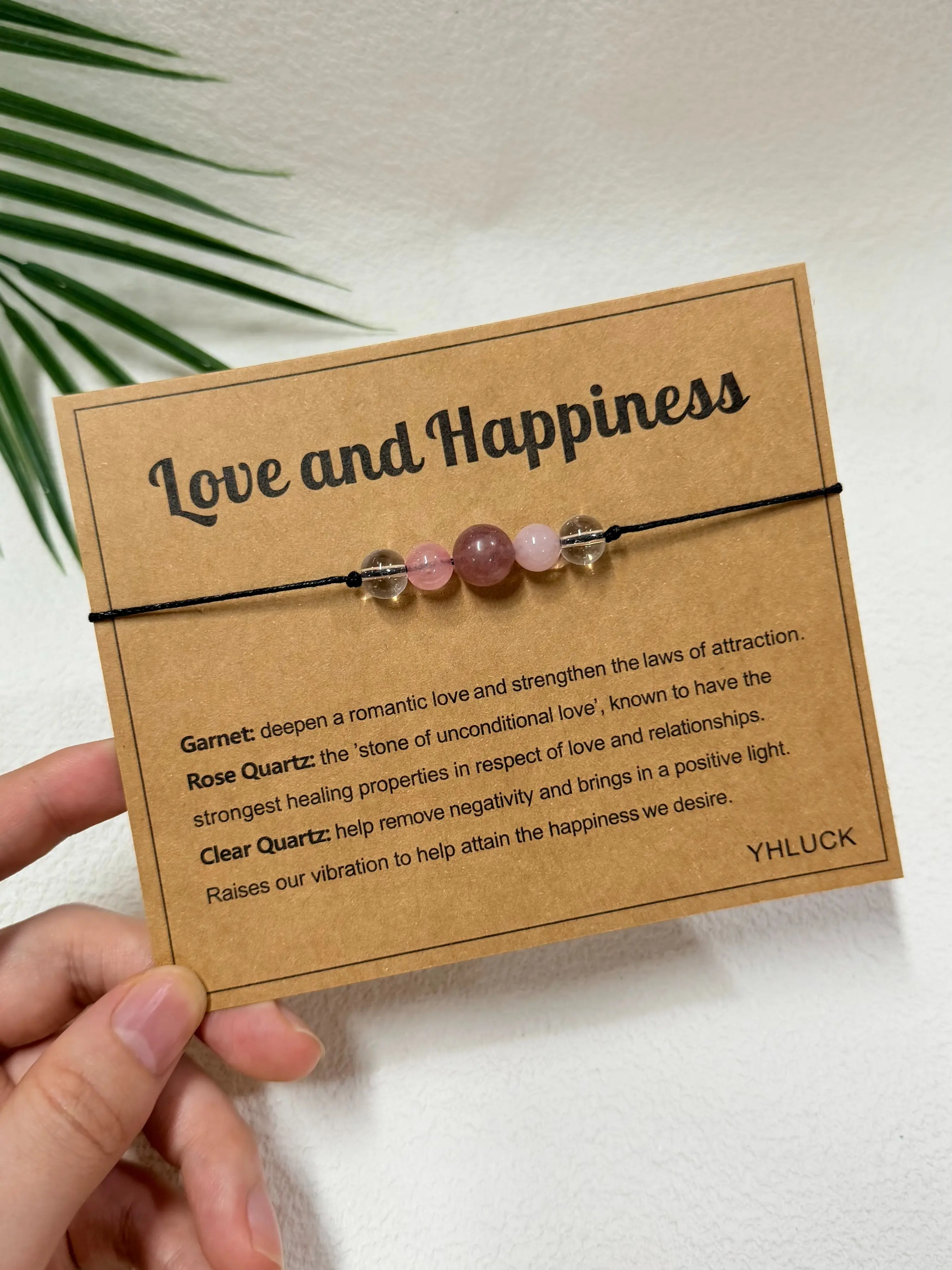 Love Happiness Bracelet, Healing Quartz Crystal, Semi-Precious Gemstones, Beaded Bracelets, Positive Energy, Chakra Reiki Gift