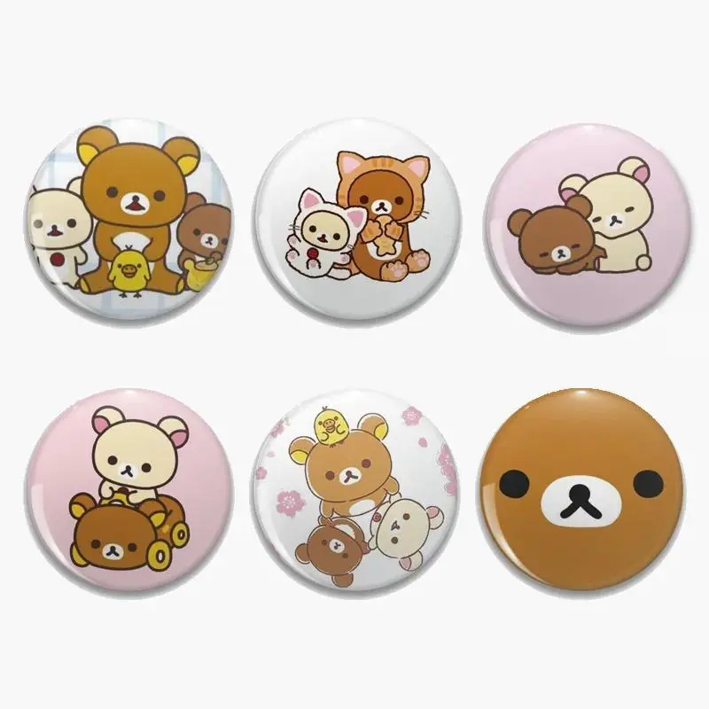 58mm Rilakkuma Pin Brooch For Bag Clothes Hat Cute Bubu Dudu  Couple Bear Brooch Badge for Backpack Accessories Decor Fans Gifts
