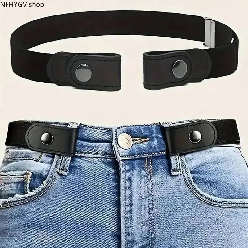 Unisex No-Buckle Elastic Belt In Solid Color Design, Adjustable Stretch Waist Band For Jeans And Daily Pants, Featuring Soft Traceless Comfort Fit, Invisible Elastic Strap As Convenient Daily Matching Accessory For Men And Women Casual Outfits