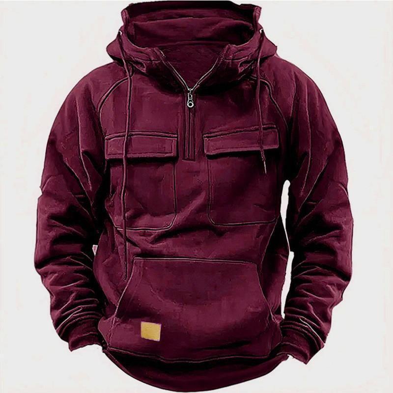 Men Tactical Sweatshirt Quarter Zip Cargo Pullover Hoodies Workout Gym Men Fashion Outdoor Hoodies Casual Tops summer outdoor sport Fabric Long Sleeve