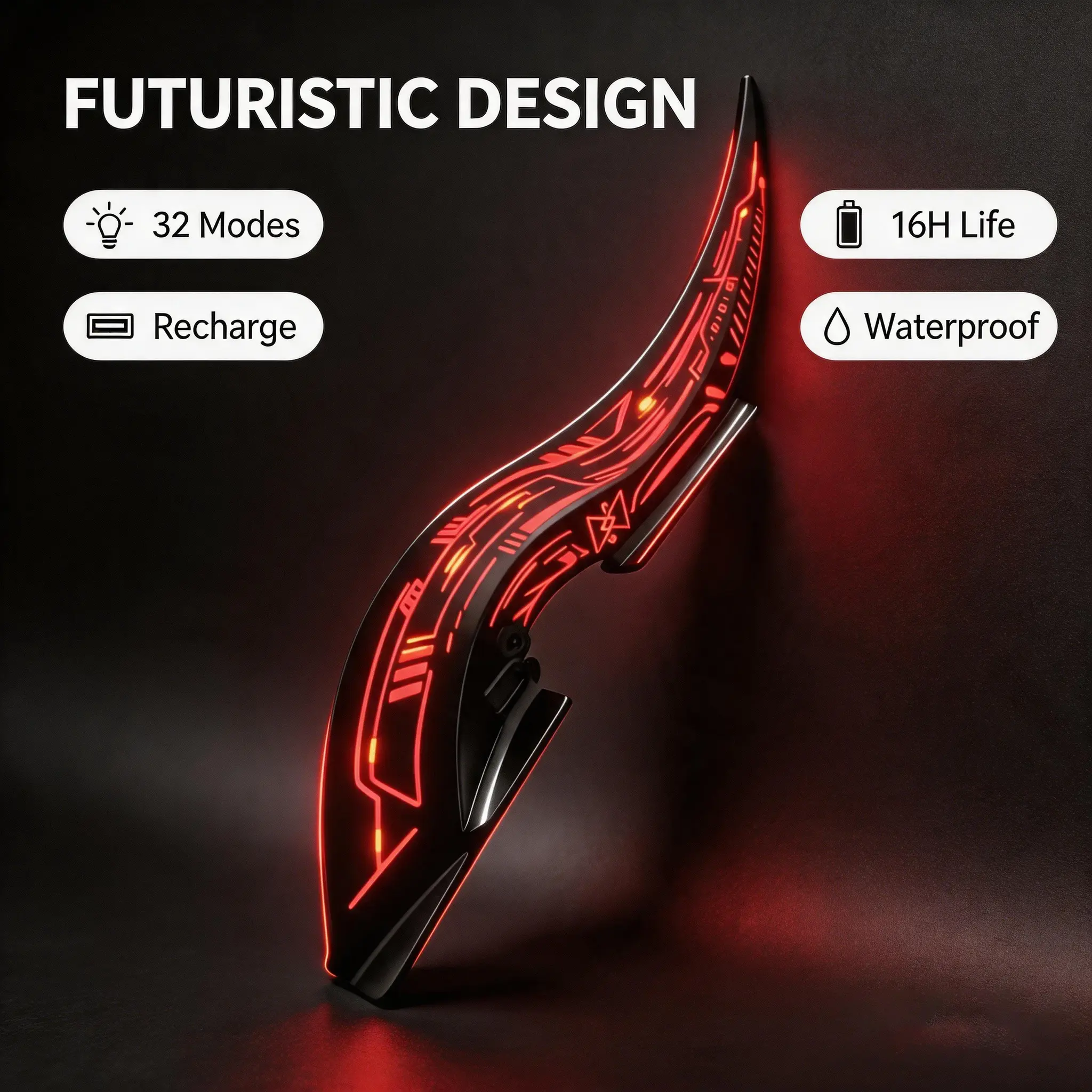 Pack of 2 RGB Dragon Horn Car Lights |       32 Modes Cyberpunk LED Decor, Type-C Rechargeable Cool Car Gadgets & Truck Accessories, Universal Fit , Cars Accessories, Accessories For Car