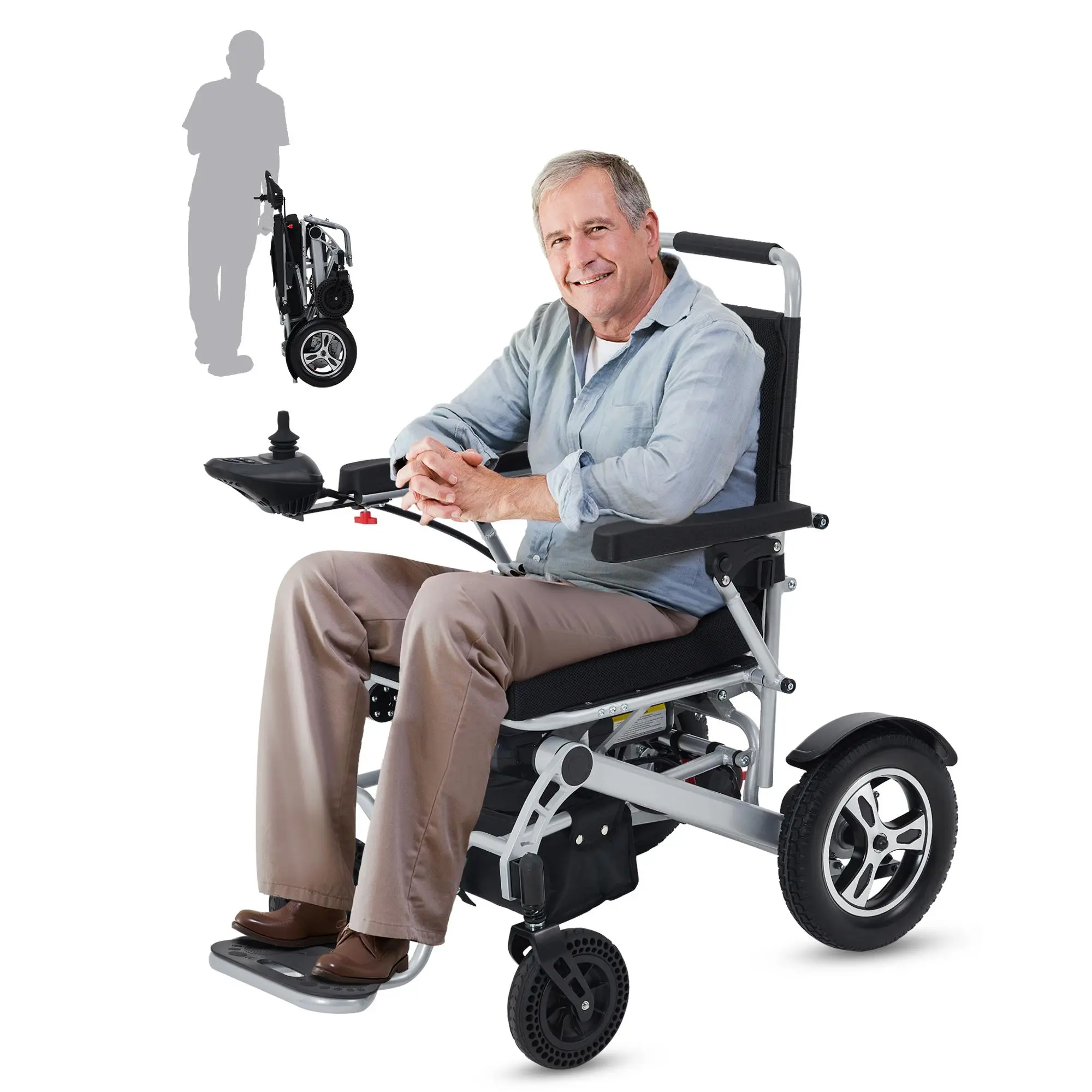 GARVEE Ultra Lightweight Foldable Electric Wheelchair for Seniors & Adults, 30 Miles Long Range, 330LBS Weight Capacity, Dual 12Ah 24V Lithium Batteries, All-Terrain Motorized Mobility Chair, Airline Approved Travel Power Wheelchair