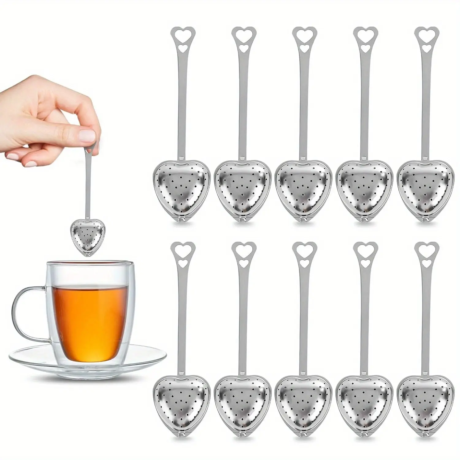 Heart Shaped Stainless Steel Tea Container, Tea Ball, Removable Infuser, Tea Filter, Tea Brewer, Tea Separator, Tea Strainer, Home Restaurant Hotel Office