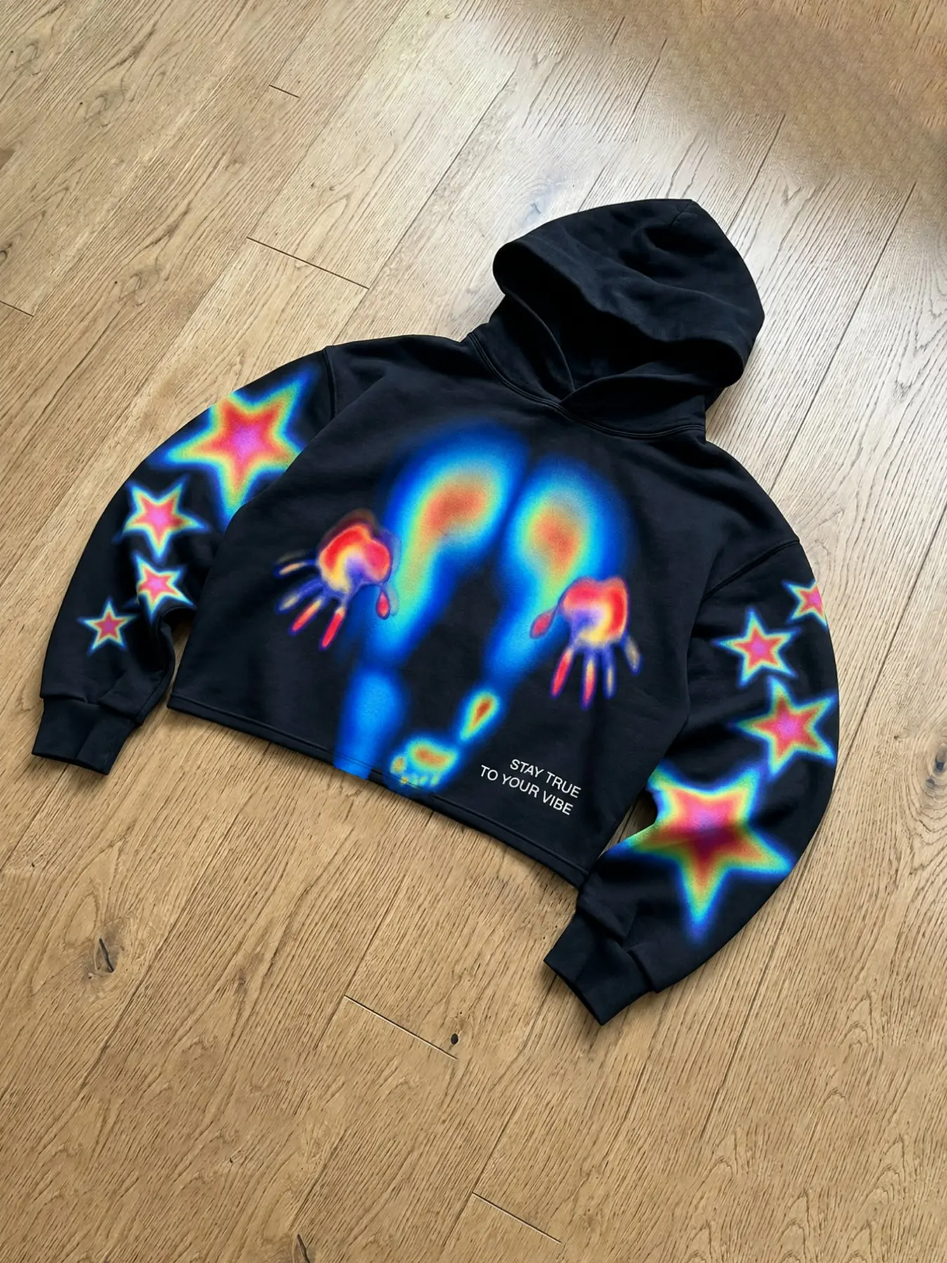 Hoodie Men Y2K Cyberpunk Black Thermal Heat Map Handprint Star Graphic Oversized Sweatshirt for Unisex Streetwear Daily
