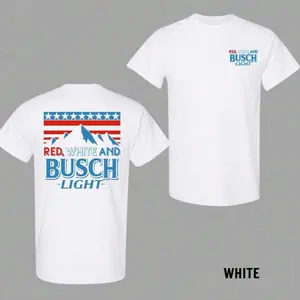 Red White And Busch Light 2 Sided T-Shirt, 4th Of July Merch, Patriotic Drinking Shirt, Casual Streetwear Top, Graphic Tee For Men, For Women