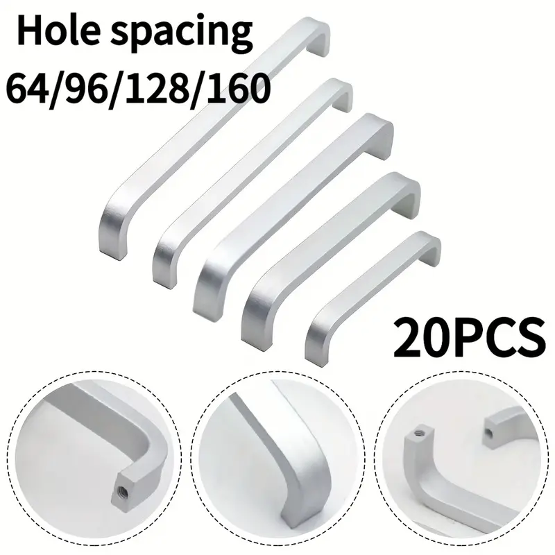 20pcs solid aluminum alloy black/silver drawer cabinet door handles; aluminum alloy handles modern minimalist cabinet wardrobe door handles silver small handles