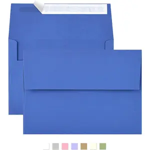 50 Pack 5x7 A7 Envelopes, 5.25x7.25 inches Blue Self Seal Printable Envelopes for Invitations Wedding Baby Shower 5x7 Cards