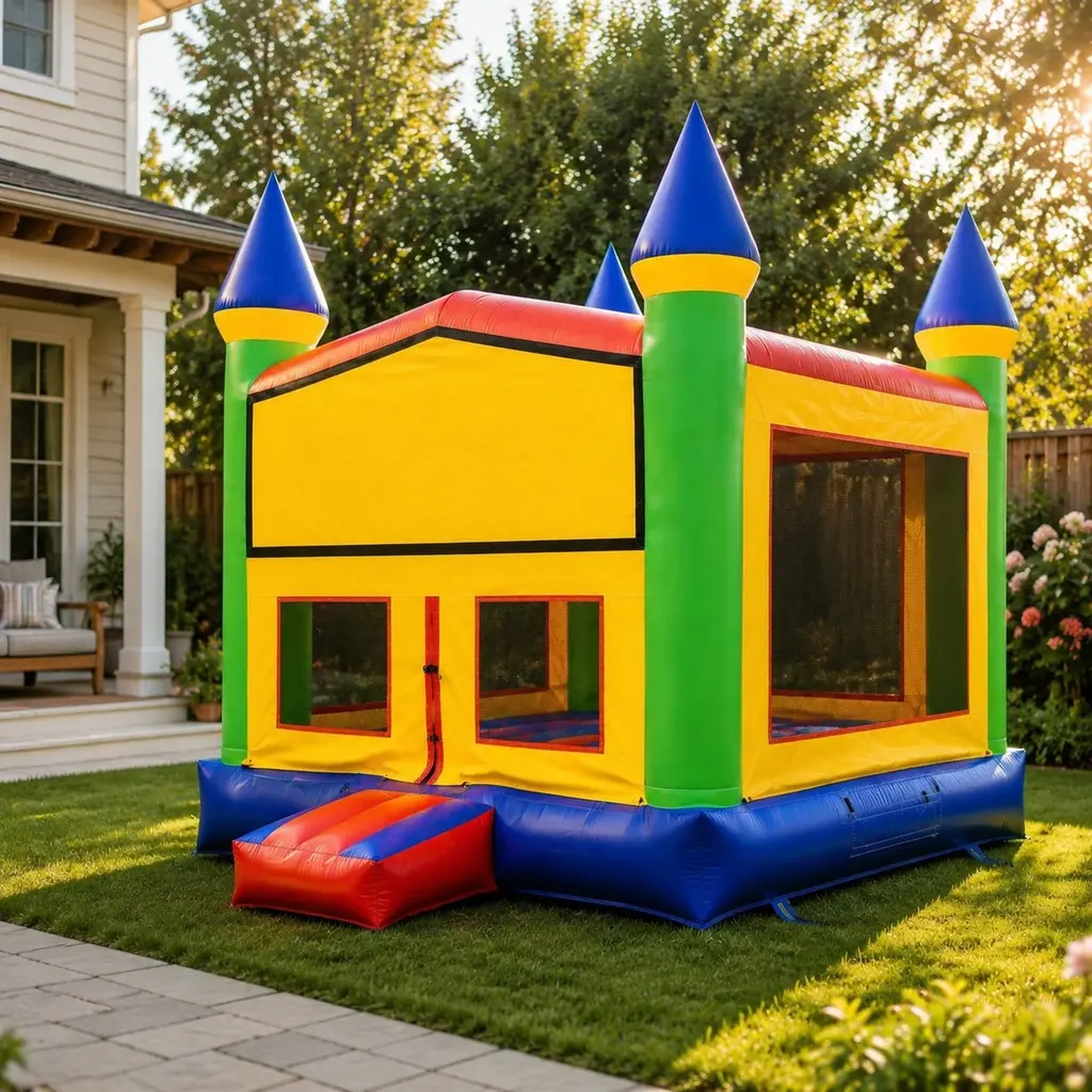 13FT x 13FT Royal Castle Inflatable Bouncy Castle with Blower - PVC Fabric Kids Outdoor Play Set, Quick-Set Design, Safety Mesh Sides, Weather Resistant, Holiday Active Play Backyard Outdoor Furniture
