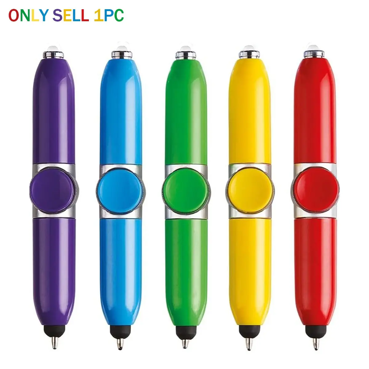 creative led light fidget spinner pen multi functional spinning pen on fingers portable relax pen stick for anxiety Fingertip gyro pen colorful decompression pen stylus pen for iPhone any device pressable ballpoint pen for shool college office teenager