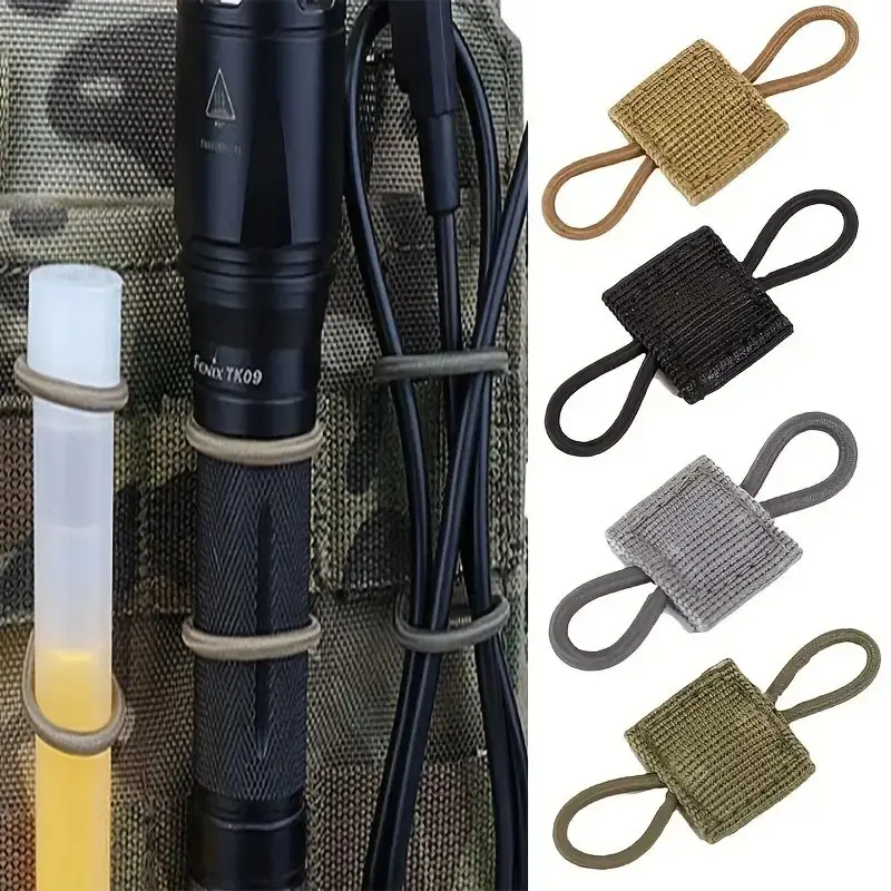 10-Pack Multi-Color Durable Polyester Molle Backpack Clips with Molle Compatibility, Elastic Webbing Locks, Ideal for Secure Attachment of Tactical Gear