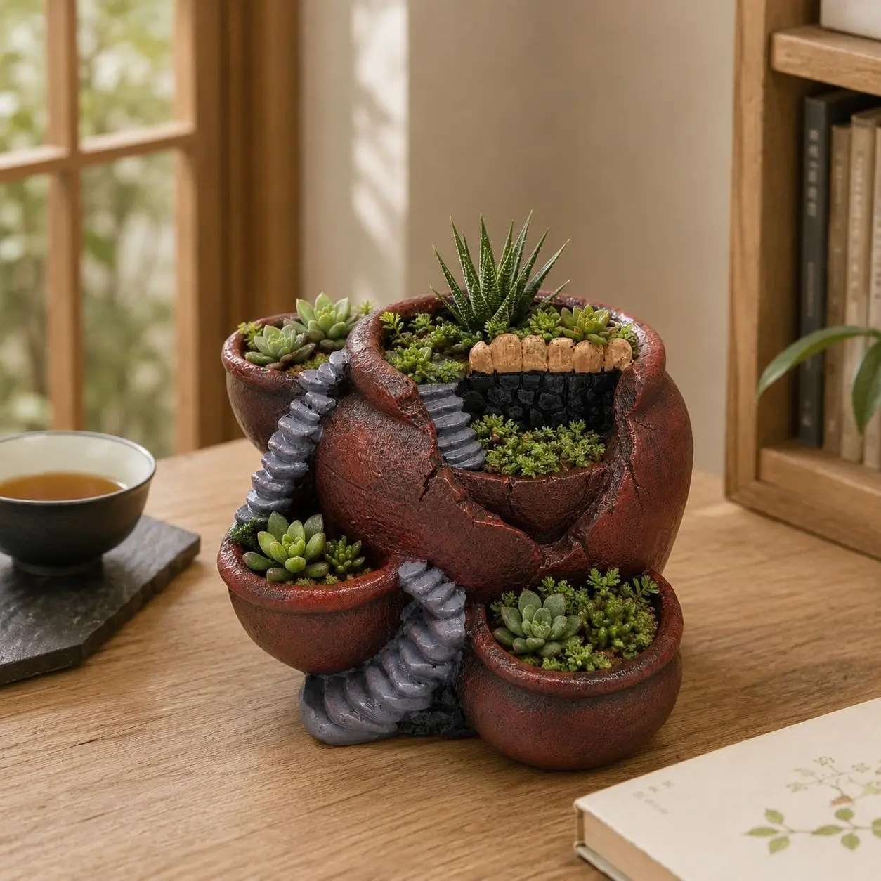 Creative Resin Succulent Planter, Multi-Porous Flower Pot, Plant Pots, Rustic Style, Ideal for Gardening Lovers, Outdoor Patio Desktop Decor