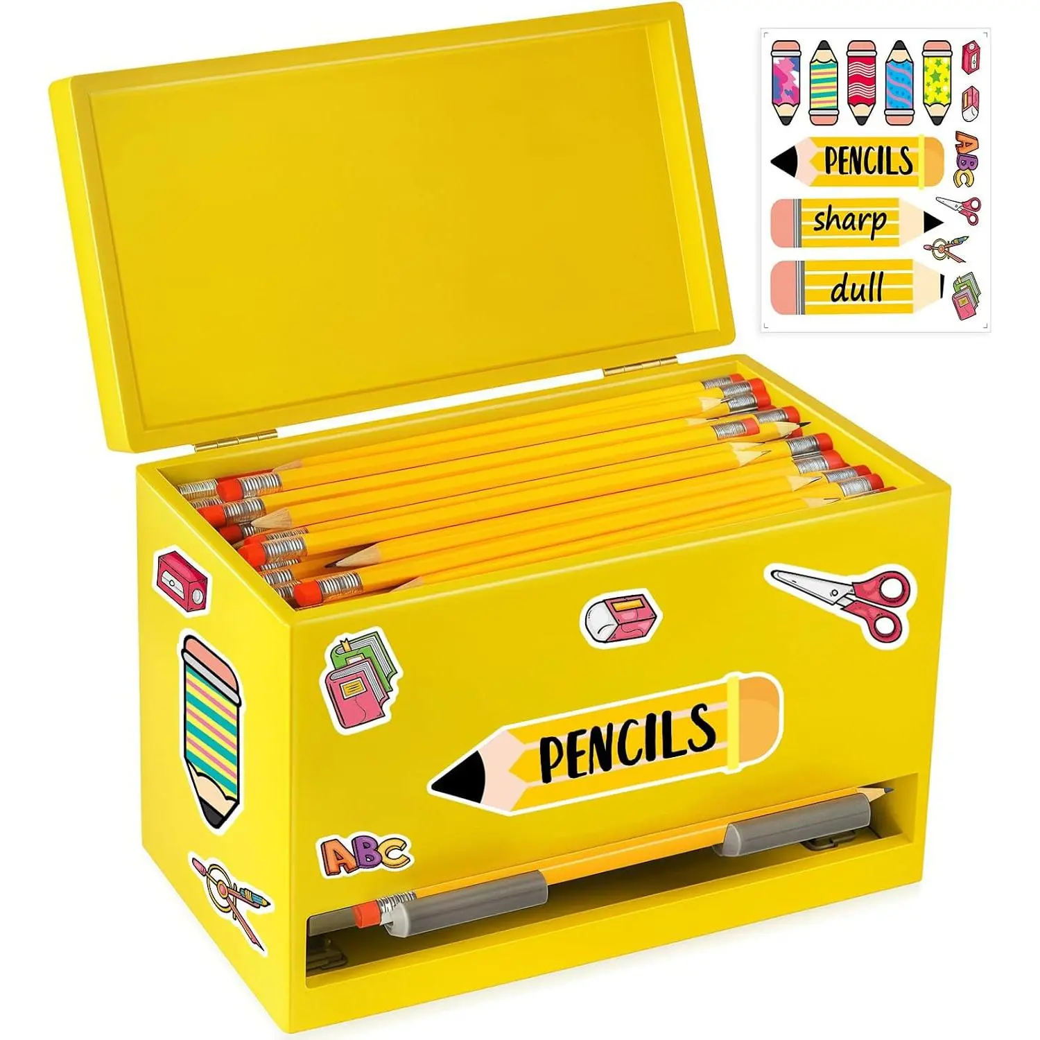 Pencil Dispenser for Classroom, Wooden Pencil Holder for Desk, Teacher  Haves for Organization and Storage, Pencils Straw Dispenser for Classroom Office Kitchen Restaurant