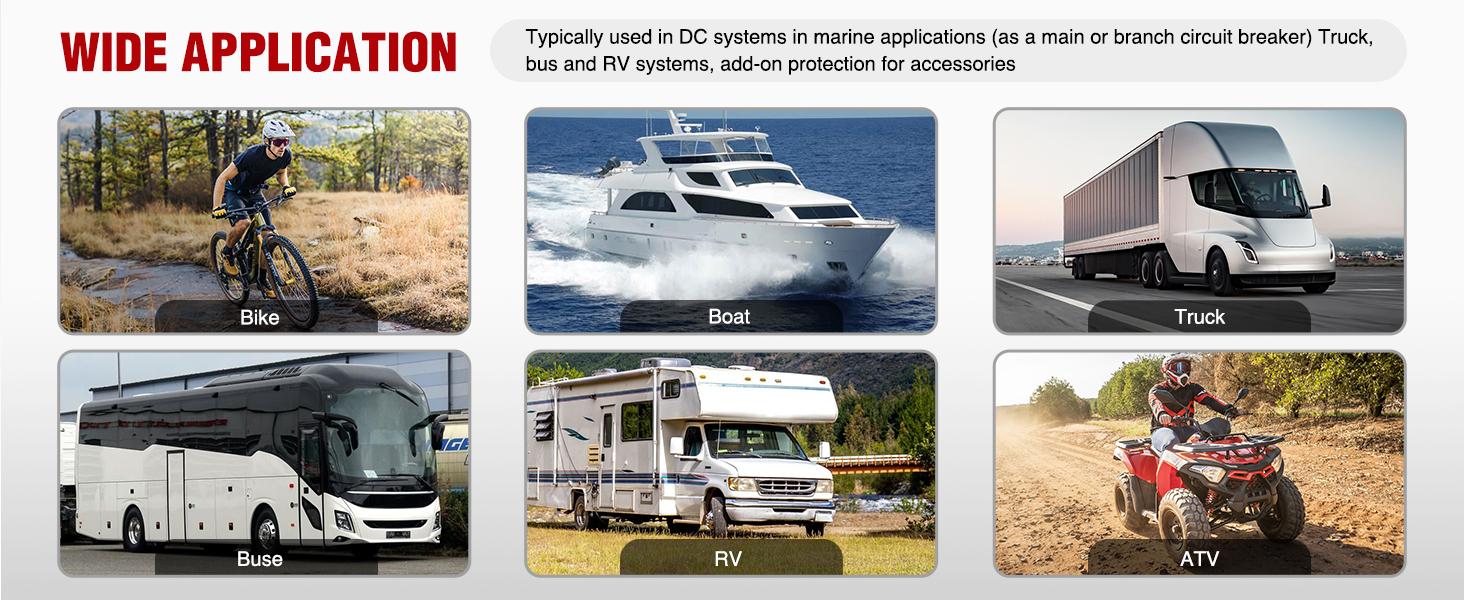Nilight 50A Circuit Breaker Resettable 12-48V DC Manual Reset w/Copper Wire Lugs Surface Mount Overload Protection