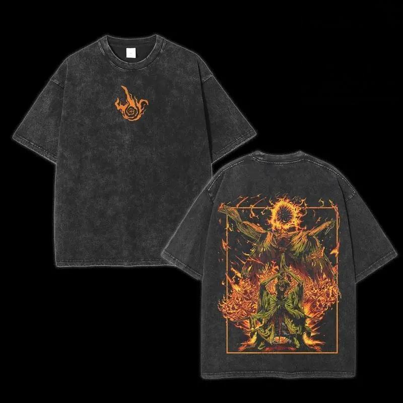 Elden Ring Midra Lord of Frenzied Flame Unisex Hoodie T-Shirt – Acid Washed Lightweight Cotton, Gamer Graphic Tee, Retro Streetwear Fit, Casual Oversized Top for Men Women, Video Game Fan Gift, Daily Wear, Cosplay, Festival Outfit