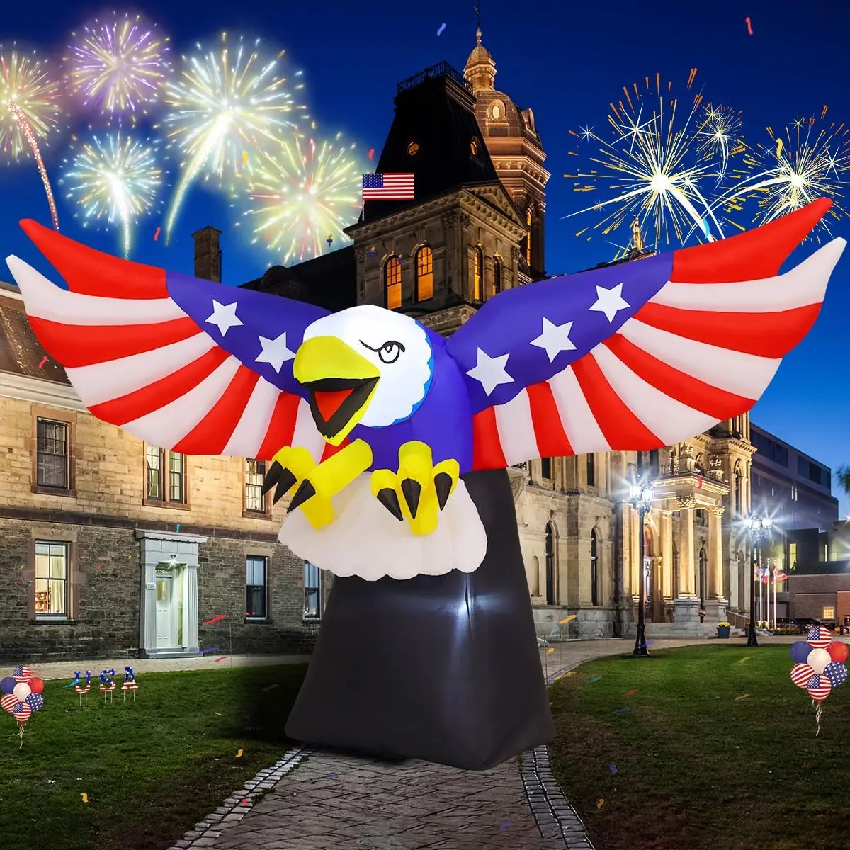 8.5FT Width 4th of July Inflatables Bald Eagle Outdoor Decorations Patriotic Independence Day Blow Up Yard with Built-in LEDs for Garden Lawn Indoor Party Decorfidget toys