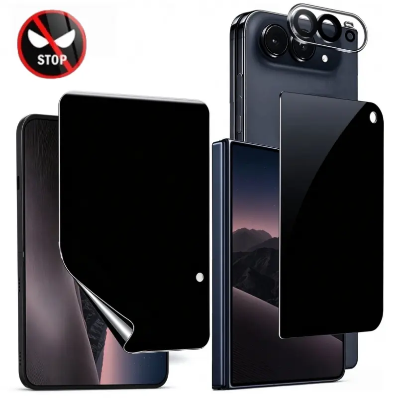 Inner+Front Privacy Soft Hydrogel Screen Protector for iPhone Duo Anti-peeping Soft TPU Protective Film Full Coverage With 3D Curved Camera Lens Glass Film 3-in-1