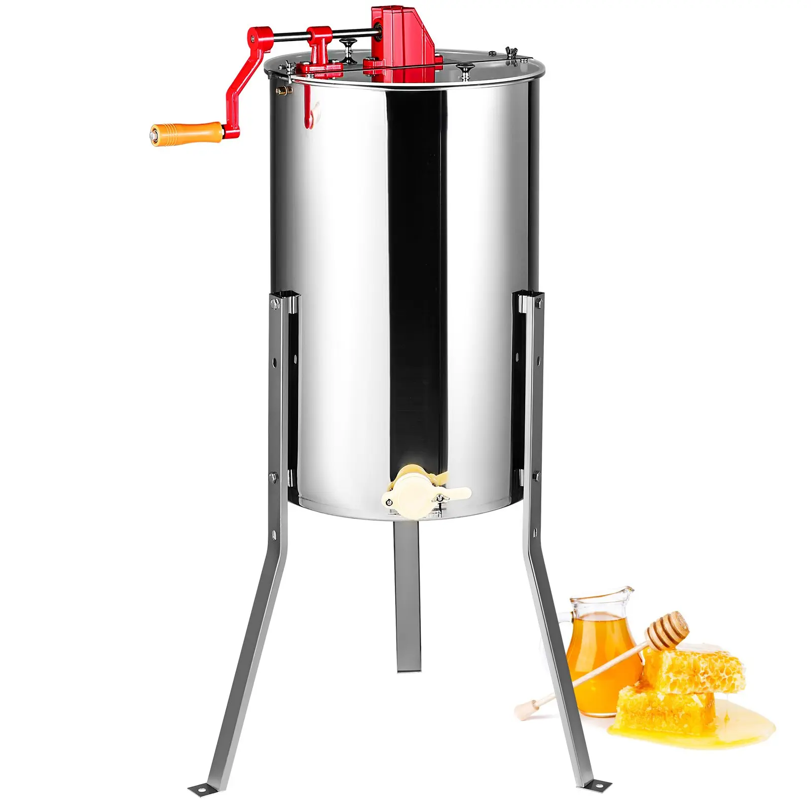【DealsForYouDays】VEVOR Manual Honey Extractor, 2/4 Frames Honey Spinner Extractor, Stainless Steel Beekeeping Extraction, Honeycomb Drum Spinner with Lid, Apiary Centrifuge Equipment with Height Adjustable Stand