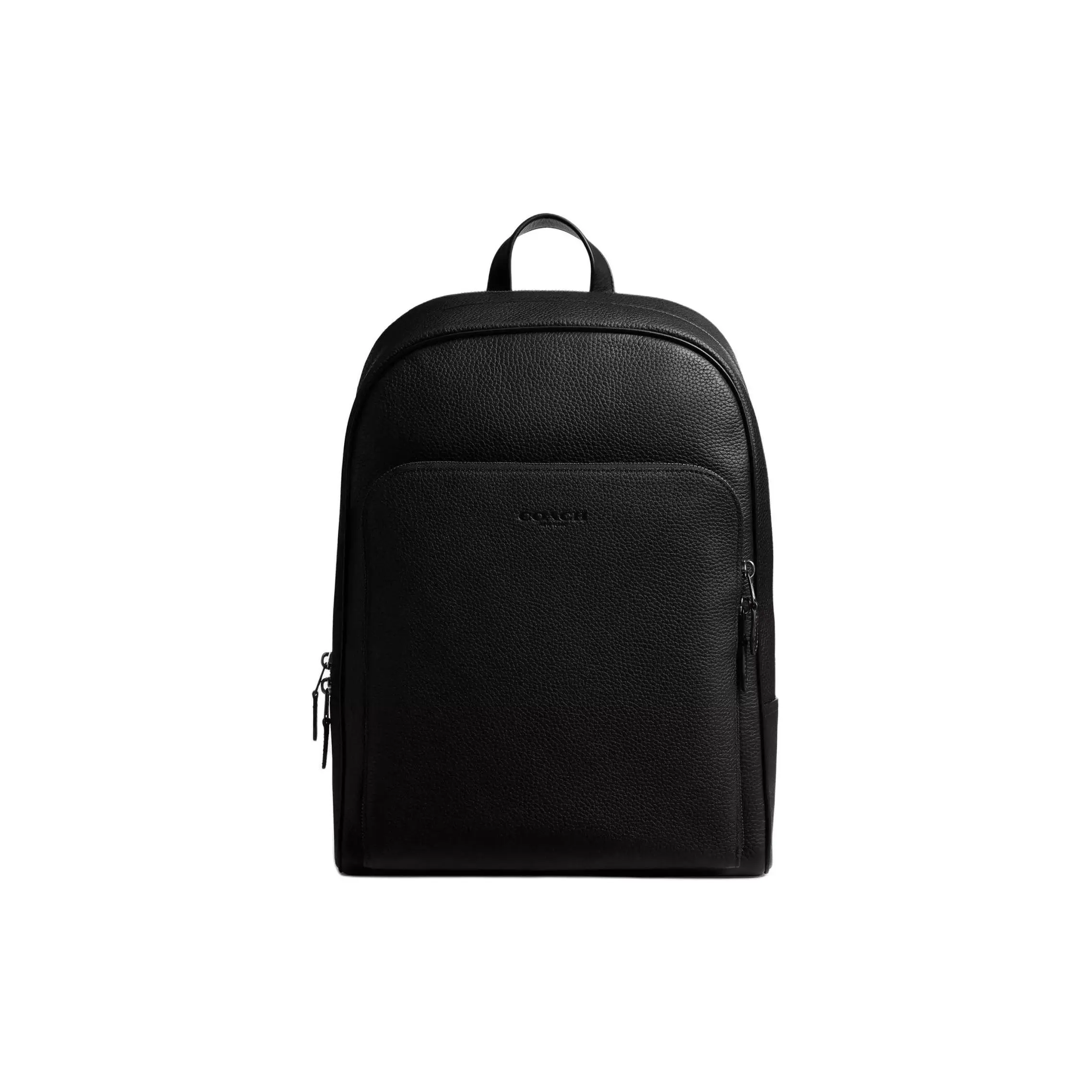 COACH Gotham 29 Leather and Calfskin Backpack for Women – Minimalist Zippered Design in Black