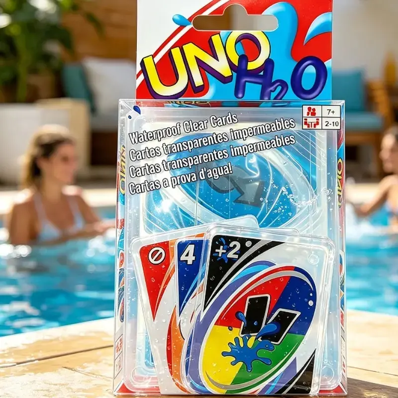 2026 New UNO H2O Waterproof Tabletop Card Game, Pressure-Resistant Transparent PVC Kids Poker Cards, Waterproof Playing Cards, Fun Party and Birthday Gift, Family Card Games, Deck of Cards