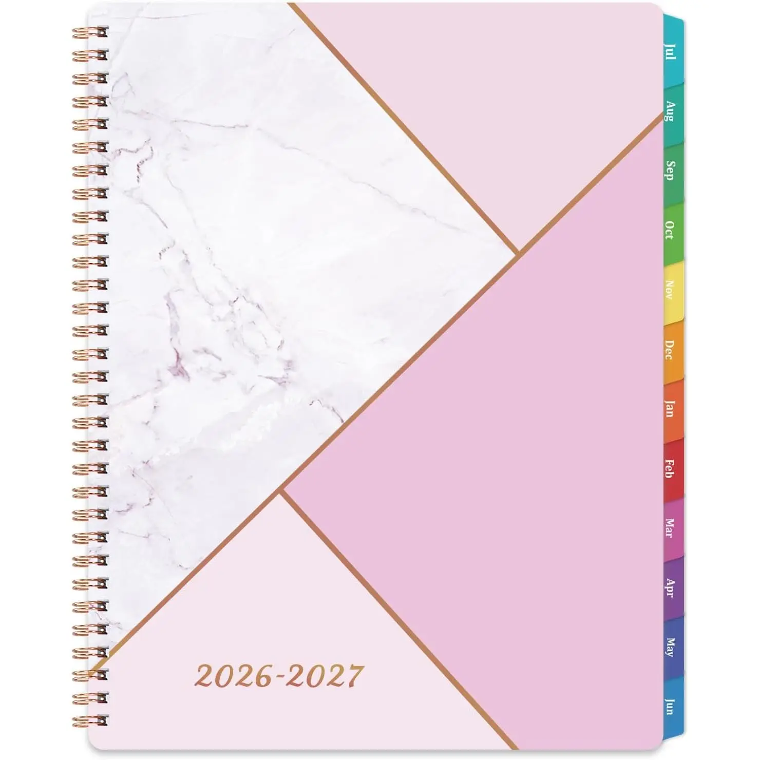 Planner 2026-2027 - Academic Planner 2026-2027, Jul. 2026 - June. 2027, 8" x 10", Planner Weekly and Monthly with Tabs, Planners 2026, 12 Month Calendar with Colourful Tabs, -Wire Binding -  Marble