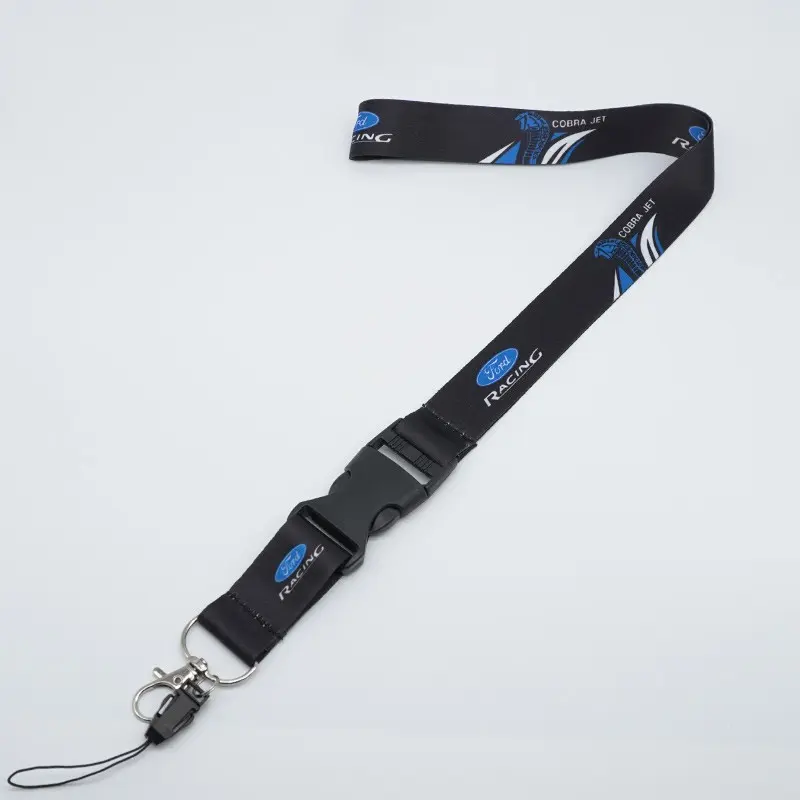 Nylon Printing Emblem Style Keychain, Lanyard Pass Work ID Mobile Neck Strap, for Ford Models, Customizable Design