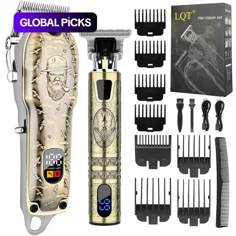 Professional Hair Clipper and Trimmer Set for Men, Cordless Hair Cutting USB Rechargeable Grooming Kit, 2000 mAh Lithium Battery, Barber Haircut and Detailing Clippers #GLOBAL PICKS
