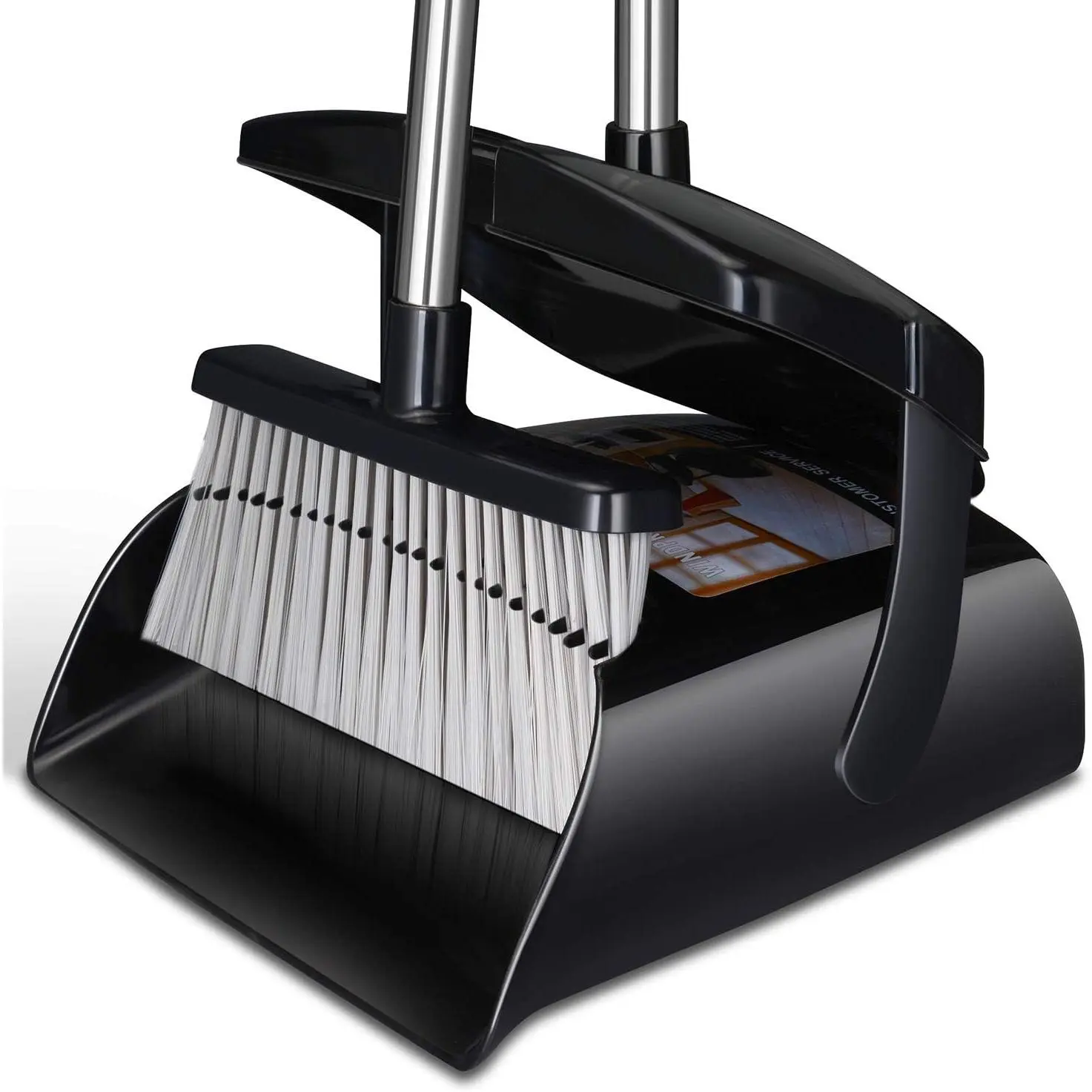 Broom and Dustpan Set 52-in Long Adjustable Handle Broom Dustpan Combo | Upright Dustpan with  to Automatically Clean Hair, Dust Pan with Lid, Suitable for  Kitchen Office Hall Floor