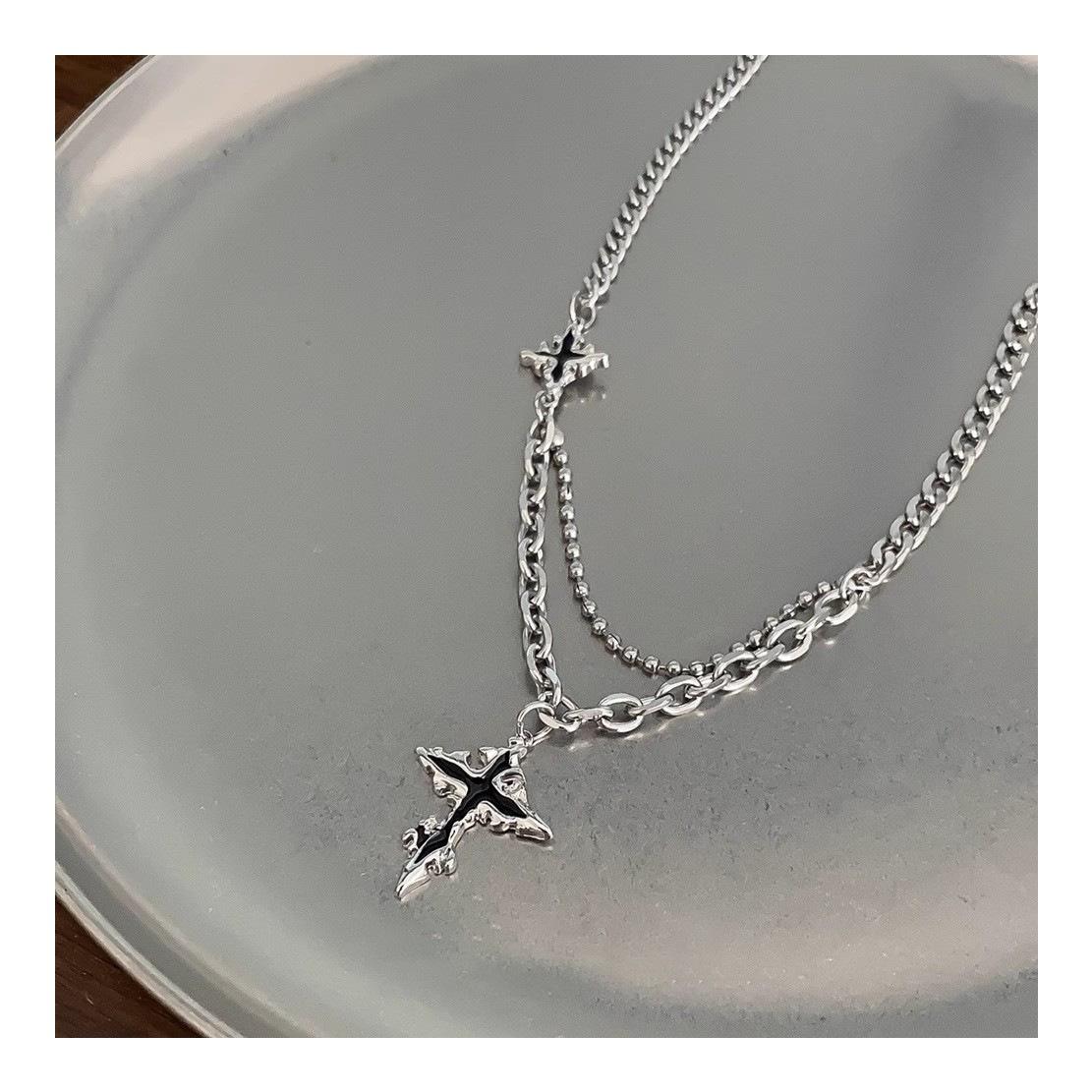 Cross Pattern Titanium Steel Necklace for Men |   Trendy Minimalist Waterproof & Tarnish-Free |   Luxury High-End Clavicle Chain
