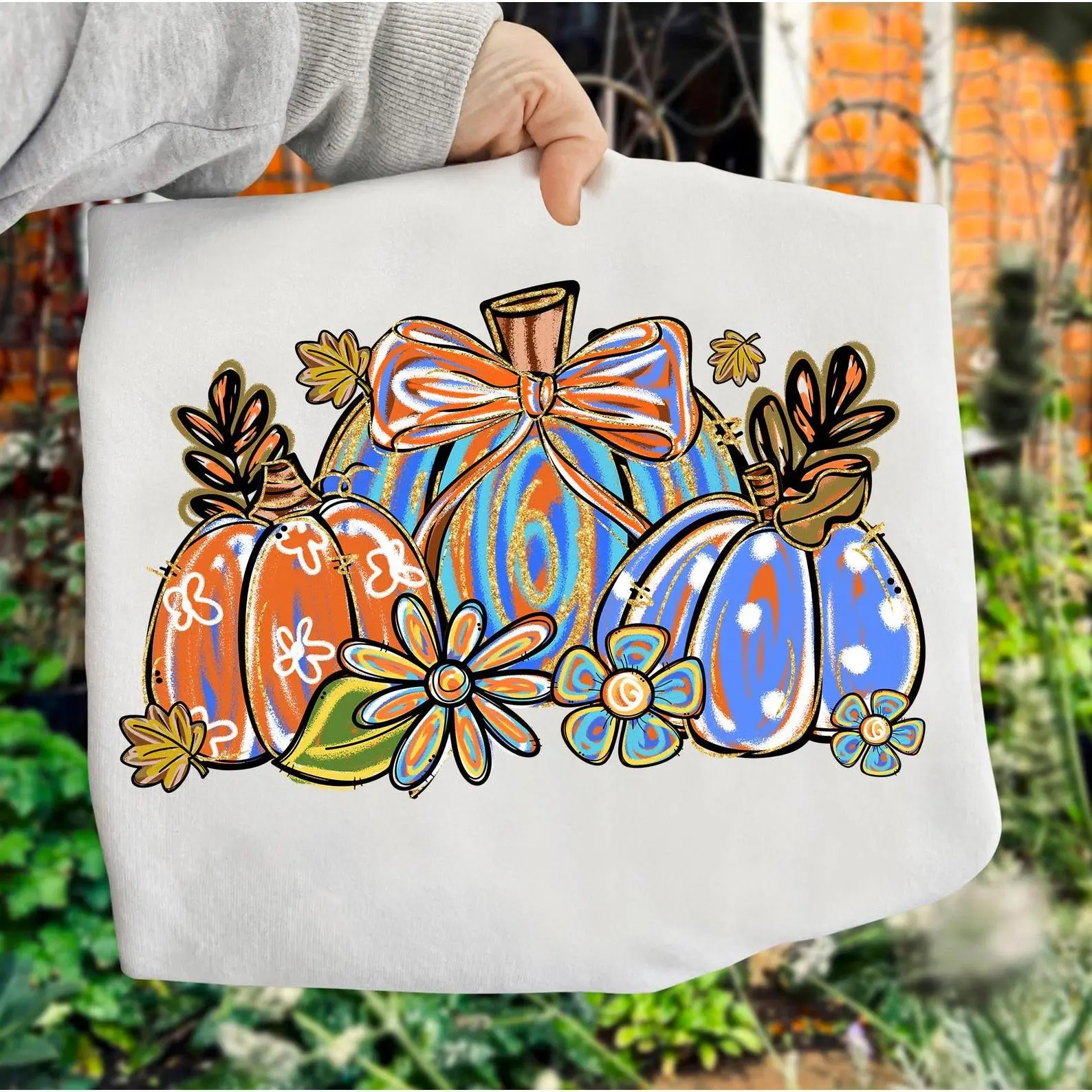 Floral Fall Pumpkin, Preppy Pumpkin Coquette, Glitter Pumpkin, Boho Autumn Flowers, Brushstroke Pumpkin Spice,Viral Cute Retro Western Pumpkin Season Streetwear For Women Teen Girls, Loose Relaxed Fit Autumn Daily Long Sleeve Top