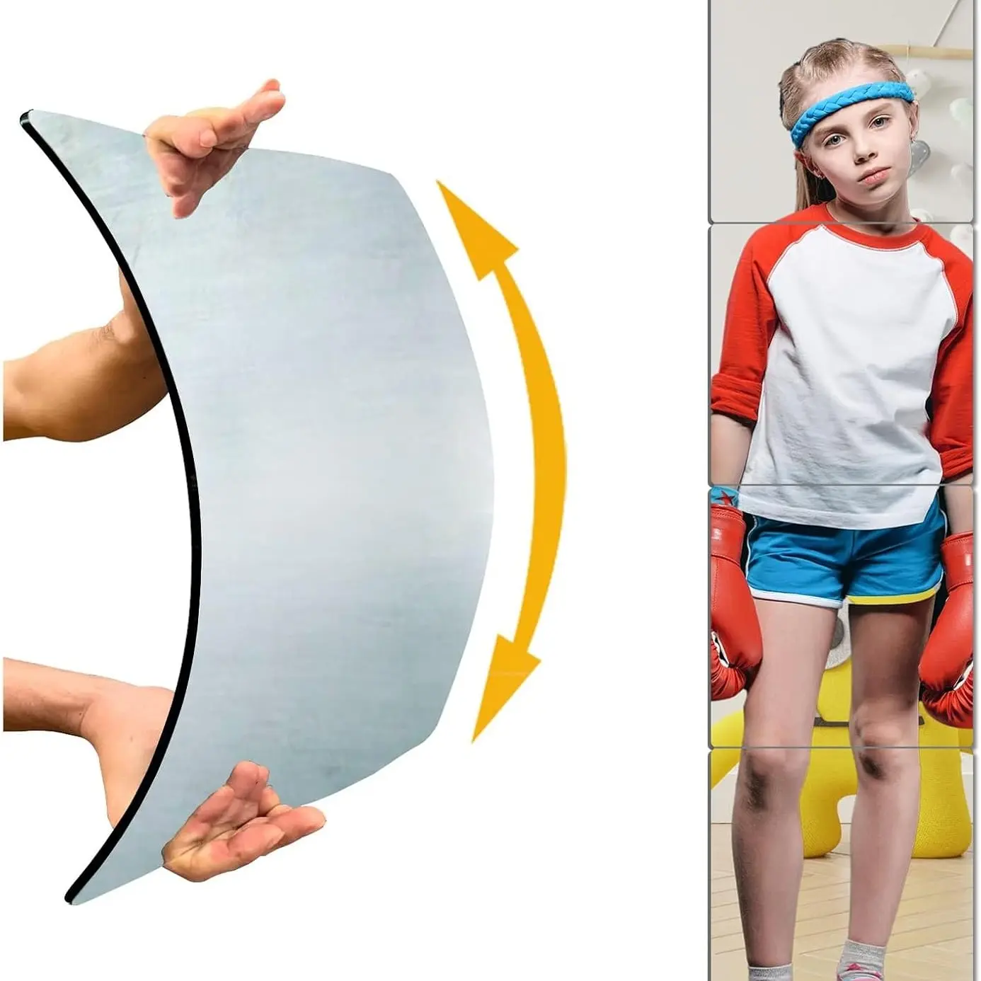Unbreakable Wall Mirror for Kids, 4-Pack 11.81 X 15.75 Inch, Shatterproof Plexiglass, Full Body Mirror for Bedroom Closet, Non-Glass Sticker