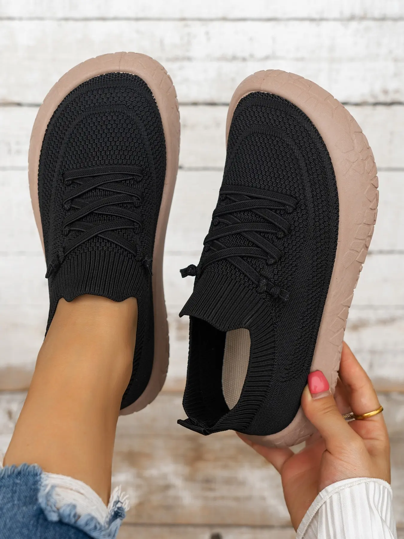 Women's Casual Slip-On Shoes, Daily Wear Shoes, Breathable Textile Upper, Wide Fit, Durable PVC Sole, Ideal for All Seasons, Comfortable Walking & Running, Footwear