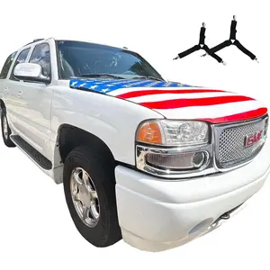 American Flag Car Hood Cover, 4x5 FT USA Hood Flag with Triangle Clips, Secure No-Flap Fit for Cars Trucks SUV Pickup, Patriotic Car Flag Decoration for July 4th, Memorial Day