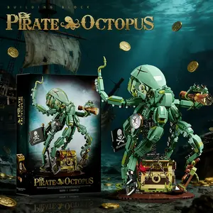 1128pcs Octopus Building Block Set Figures - Cute Toys Collectibles with Bricks & Parts, 3D Puzzle for House Decoration, Creative Learning Birthday/Christmas Gift for Kids