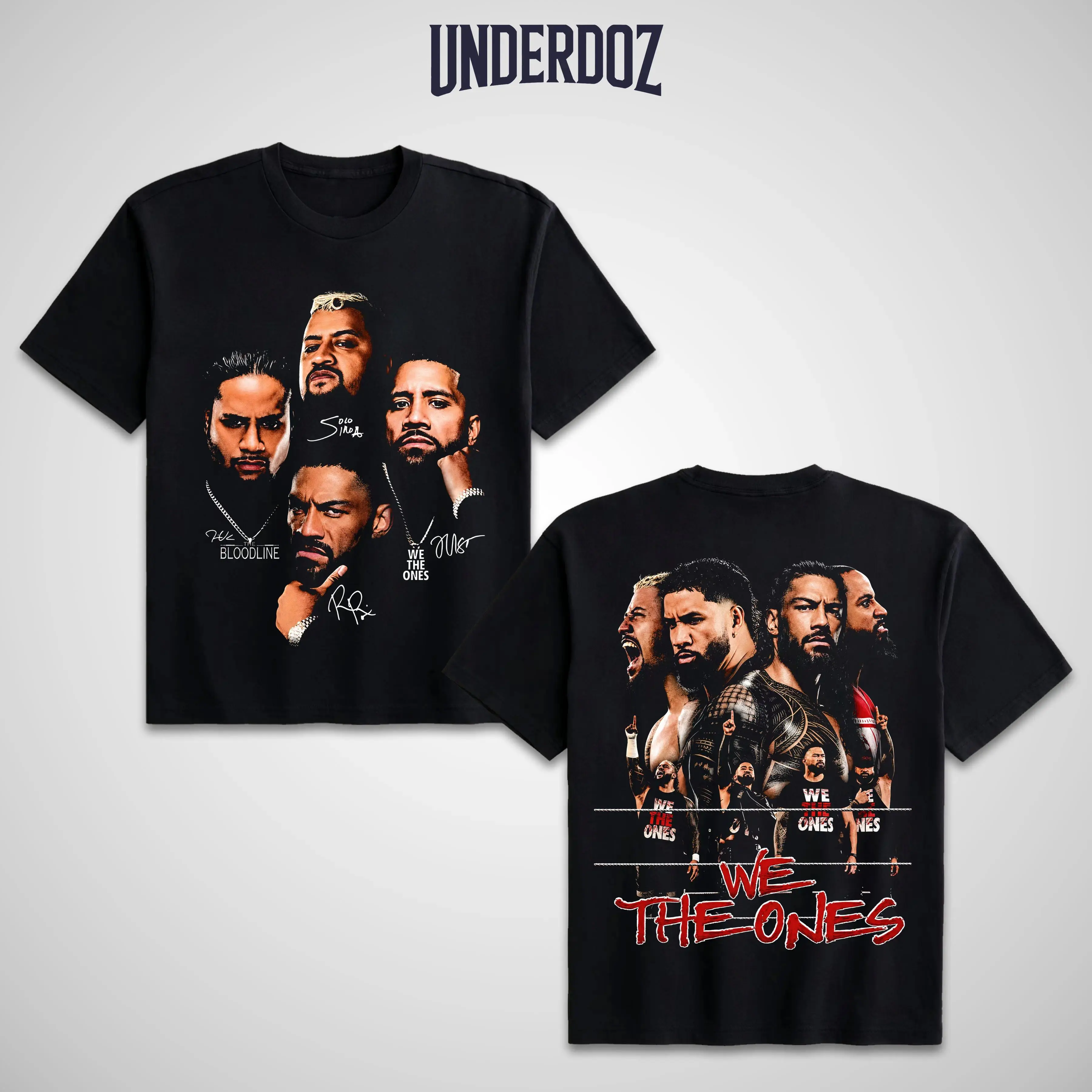WWE The Bloodline We The Ones Aesthetic Graphic Tee - Unisex 100% Cotton Short-Sleeve 90s Vintage Streetwear Sports Top, Wrestling Fan Apparel for Watch Parties, Fits Joggers, Matching Casual Wear, Human