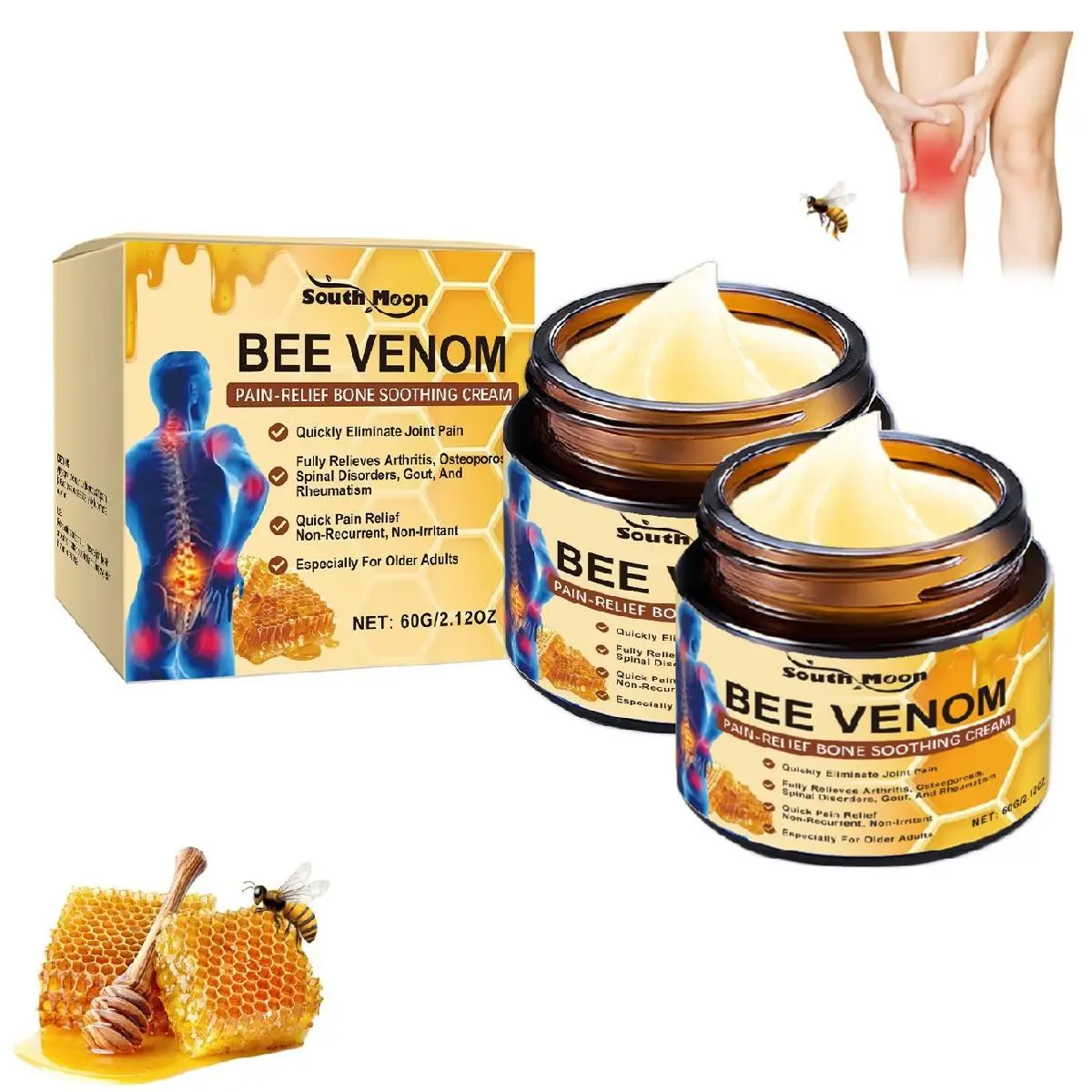 Botulinum Toxin & Bee Venom Bone Cream, Bee Venom Joint Relief Cream, Bee Venom Joint Gel with Natural Formula for Neck,Waist,Back Hand Feet and Leg