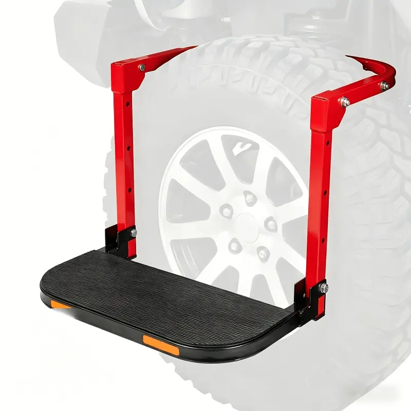 BANDESUN Adjustable Folding Tire Step, 440lb Load-Bearing Anti-Slip Truck Pedal, Portable RV/SUV/Truck Accessory, Compact Sturdy Structure, Widened Base for Safe Vehicle Roof Access