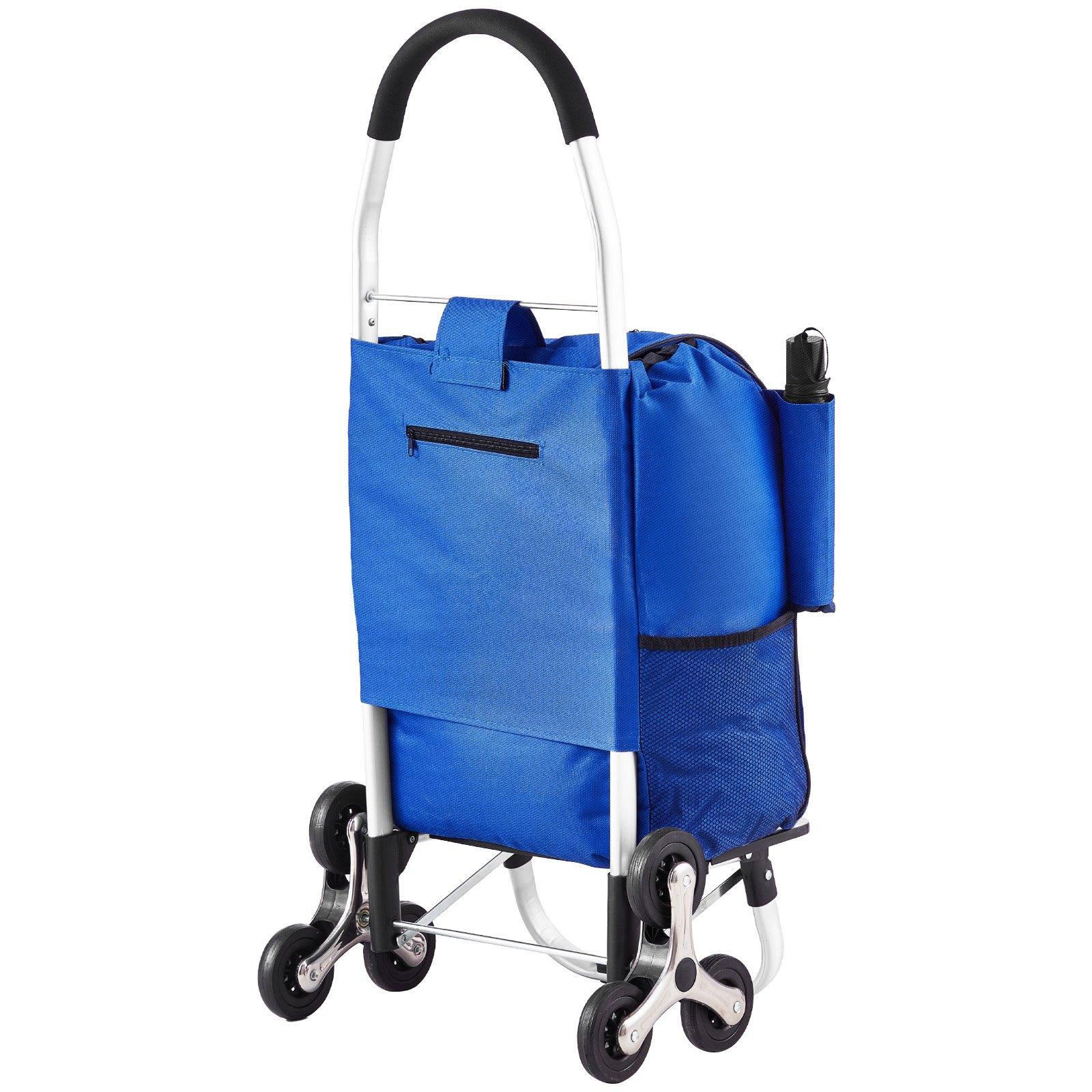 【Summerfinds】VEVOR Carbon Steel Stair Climber Trolley Dolly, 36L Foldable Compact Shopping Cart with 6 Wheels & Oxford Cloth Bag, Portable Transportation Cart with Storage Bin