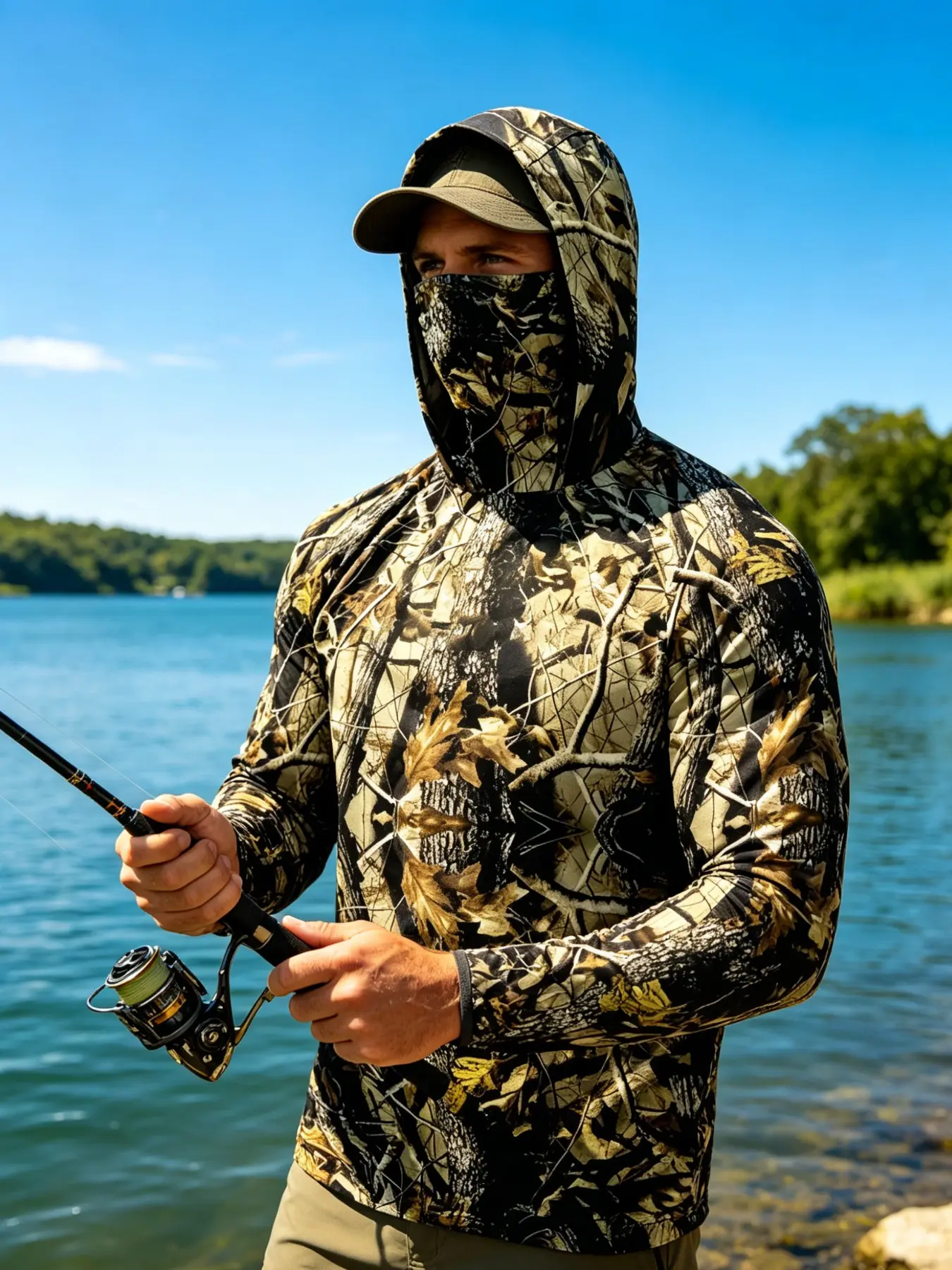 Fishing Face Cover Neck Surfing Shirt Sailing Summer Men Long Sleeve Hunting Jersey Camisa De Pesca Performance Fish Gear Beach Tops Wear Run Climbing Uniform Angling Premium Outdoor Apparel Sports Top Fishing Clothes