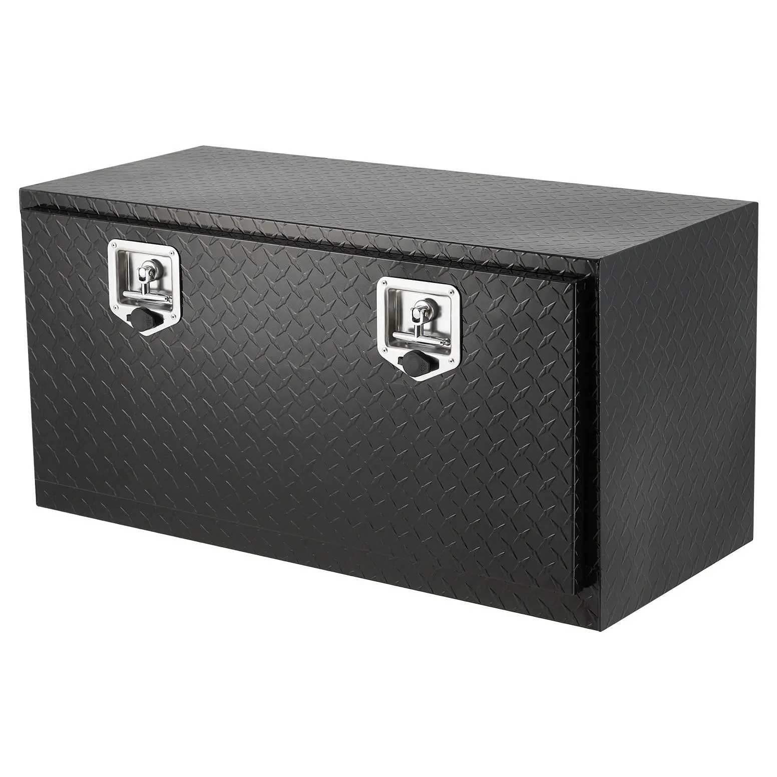 Waterproof Aluminum Truck Bed Toolbox, 30 Inch Diamond Plate Lockable Storage Box, Heavy Duty Organizer With Side Handles, Chains Net For Trailer RV Pickup Outdoor Use