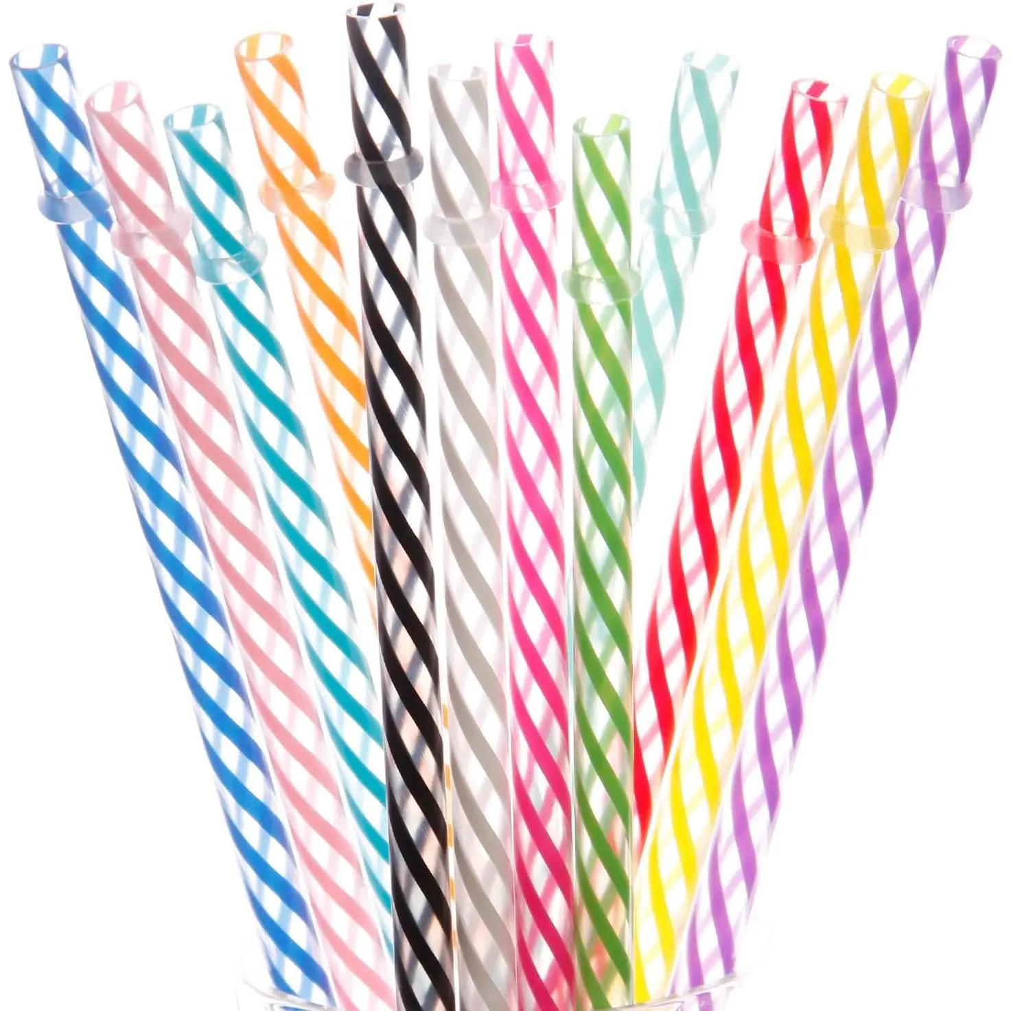 12 count 11 Inch  Plastic Thick  Straws for 16 OZ 20 OZ 30 OZ ,,,  Tumblers with Brush (11inch, Mix 12color)