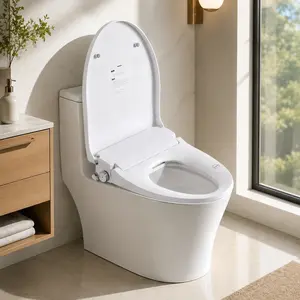ARCH Smart Bidet Toilet Seat with Auto Open/Close Radar Sensor, Heated Seat, Adjustable Water Temperature & Pressure, Self-Cleaning Nozzle, Night Light, Remote Control, Side Knob, Instant Heating, White Plastic, Elongated, Modern Bathroom