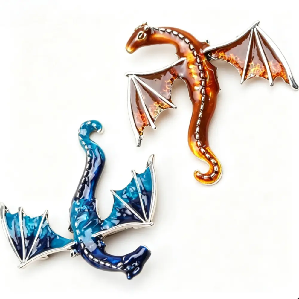 Unisex Cool Mythical Dragon Seahorse Brooch Shiny Enamel Alloy Pin for Clothing Bag Decoration