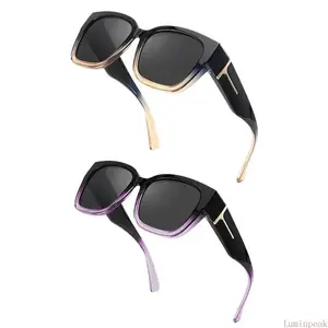 2-Pack Unisex Polarized Fit Over Sunglasses - Rectangular Mirrored Frames for Prescription Glasses, Sunglasses for Women, UV400 Shield Anti-Glare for Driving, Casual Outdoor Hiking Use
