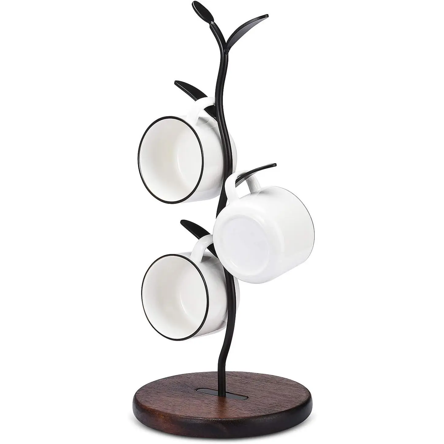 Mug Holder, Countertop Mug Tree, Coffee Mugs & Tea Cup Storage Rack, Coffee Counter Bar Accessory & Kitchen Organizer, Black (single row)