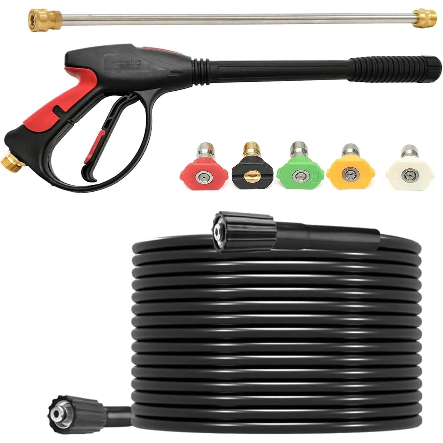 26FT Power  Washer Hose and  and Extension Wand Kit for Gas & Electric  Washers, 40 Inch Adjustable Length Washer , M22 Fitting Hose, 5 Nozzle Tips